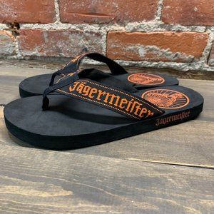 Jagermeister Flip Flops Sandals Black & Orange Size Small Women’s Size 6/7
